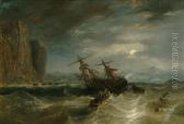 Wreck Oil Painting by John Wilson Carmichael