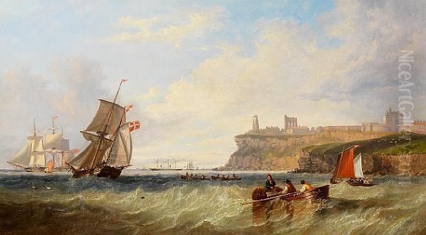 Shipping Off Tynemouth With A View Of Thepriory And Castle Oil Painting by John Wilson Carmichael