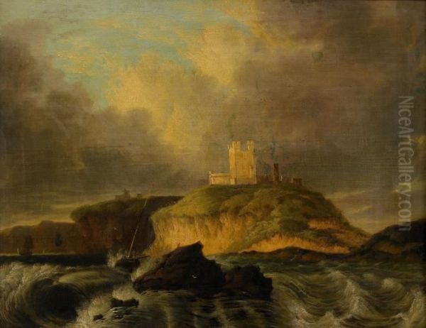 Skeppsbrott Invid Kust Med Borg Oil Painting by John Wilson Carmichael