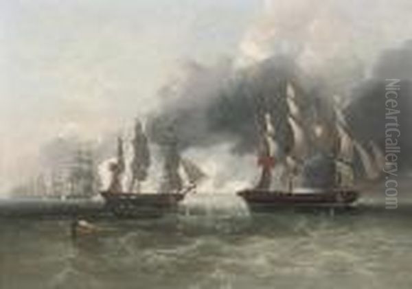 The Forcing Of The Scheldt, 11th August 1809 Oil Painting by John Wilson Carmichael