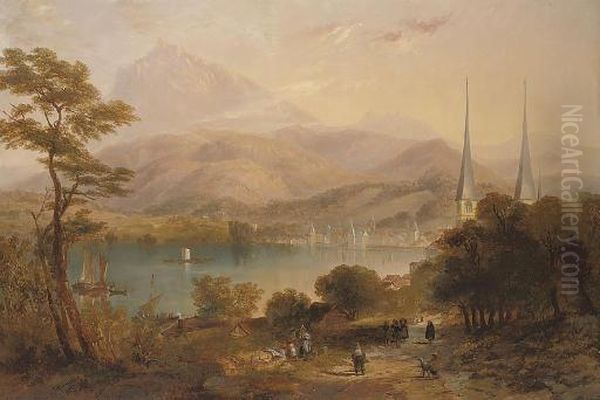 Lake Lucerne Oil Painting by John Wilson Carmichael