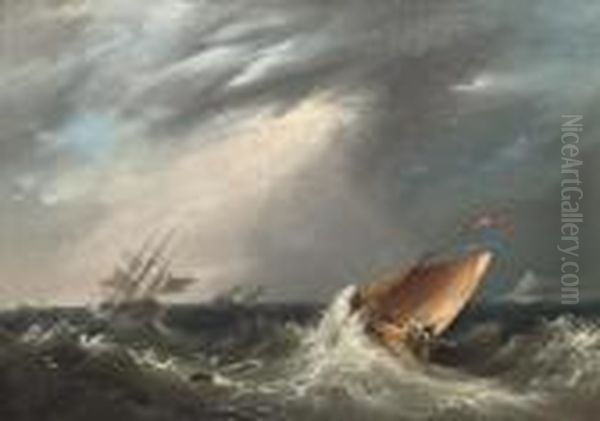 Riding Out The Gale Oil Painting by John Wilson Carmichael