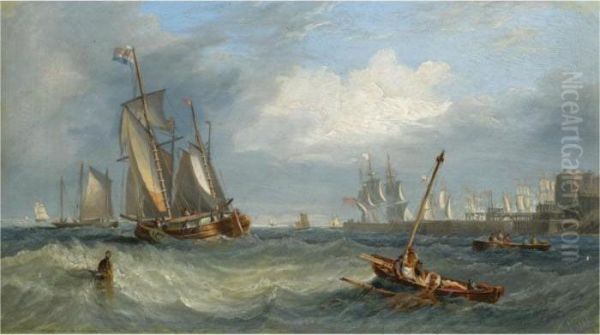 Burlington Quay Oil Painting by John Wilson Carmichael