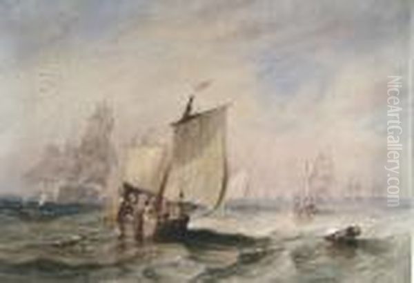 Shipping At Sea Oil Painting by John Wilson Carmichael