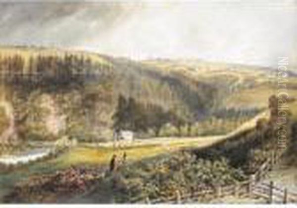 A Wooded Valley With Figures Oil Painting by John Wilson Carmichael