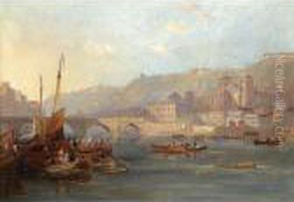 View On The Rhine Oil Painting by John Wilson Carmichael