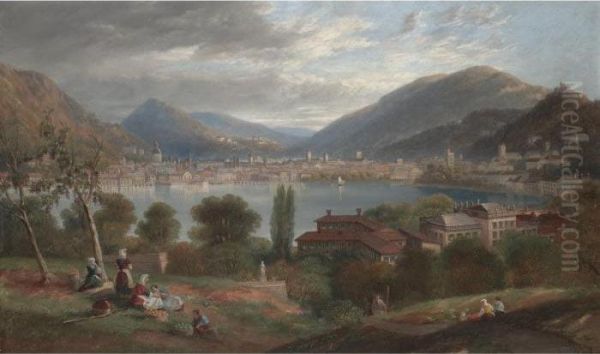 The City Of Como Oil Painting by John Wilson Carmichael