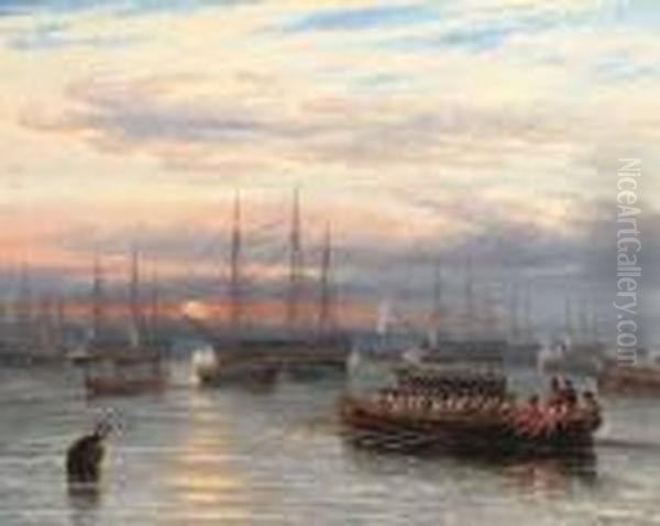 Sunrise In The Baltic Off Cronstadt Oil Painting by John Wilson Carmichael