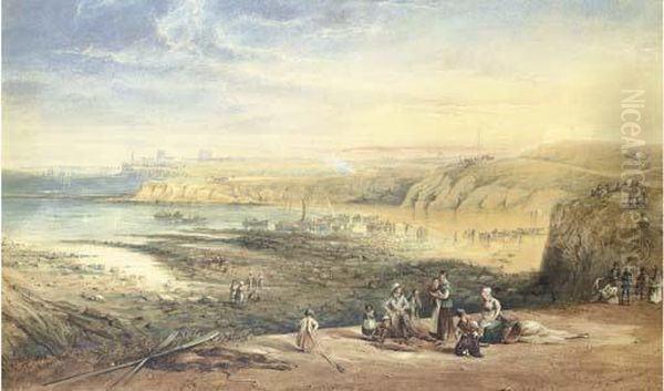 Cullercoats Looking Towards Tynemouth Oil Painting by John Wilson Carmichael