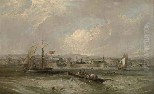 Seaham Harbour, County Durham Oil Painting by John Wilson Carmichael