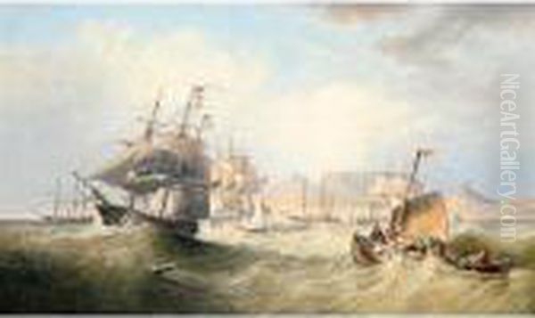 Shipping In Table Bay Oil Painting by John Wilson Carmichael