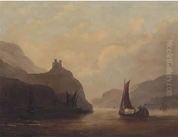 Vessels On A Tranquil Estuary Oil Painting by John Wilson Carmichael