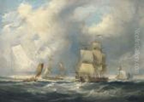 Shipping In A Squall Oil Painting by John Wilson Carmichael