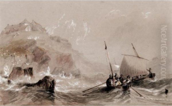 Approaching The Headland In Choppy Seas Oil Painting by John Wilson Carmichael