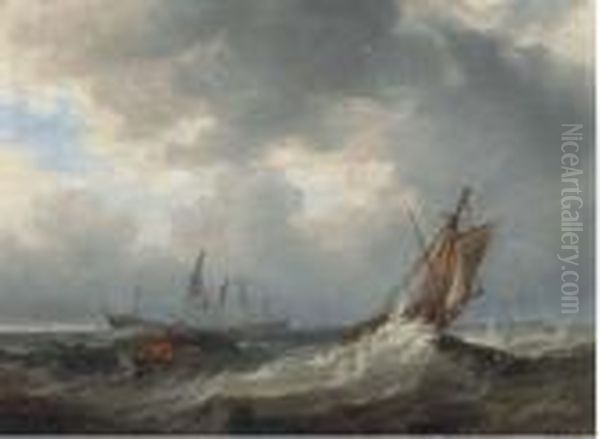 Going To The Rescue Oil Painting by John Wilson Carmichael