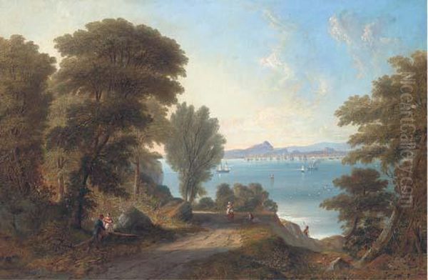 A View Across The Firth Of Forth To Edinburgh Oil Painting by John Wilson Carmichael