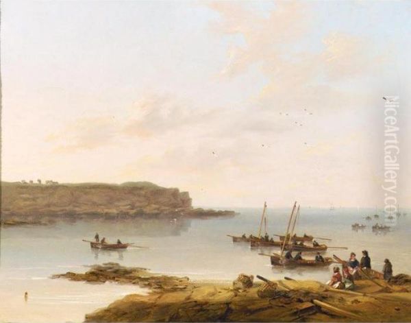 Cullercoats By The Shore Oil Painting by John Wilson Carmichael