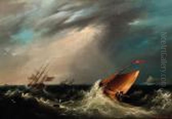 Riding Out A Gale Oil Painting by John Wilson Carmichael