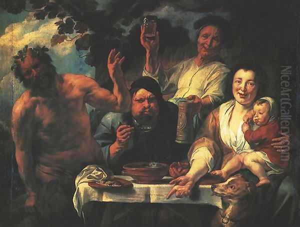 Satyr with Peasants Oil Painting by Jacob Jordaens