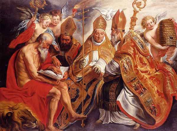 The Four Fathers Of The Latin Church Oil Painting by Jacob Jordaens