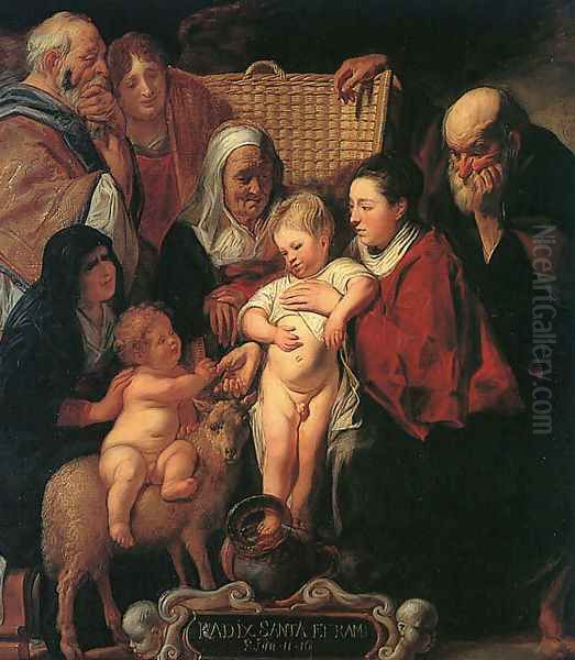 The Holy Family with St. Anne, The Young Baptist, and his Parents Oil Painting by Jacob Jordaens