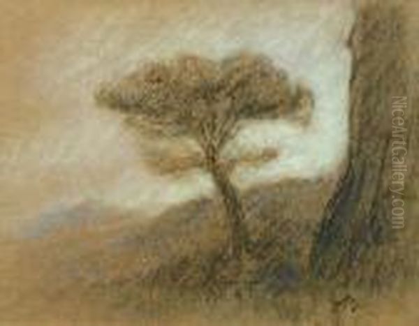 Paysage De Campagne. Oil Painting by Jean-Baptiste Carpeaux