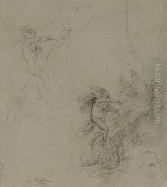 Femme Debout Sur Un Chariot Guidee Par Un Oiseau Oil Painting by Jean-Baptiste Carpeaux