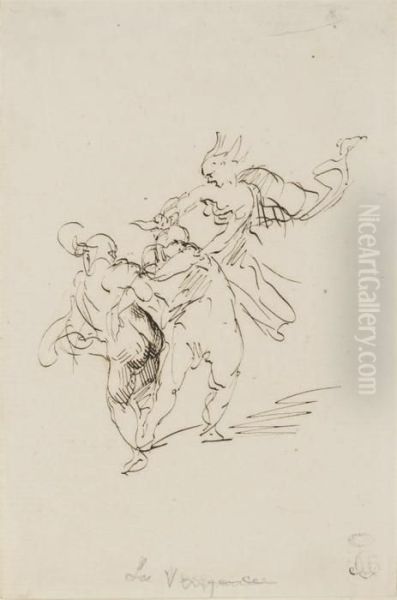 Etude Pour La Vengeance; Et Etude Pour La Muse Classique Oil Painting by Jean-Baptiste Carpeaux