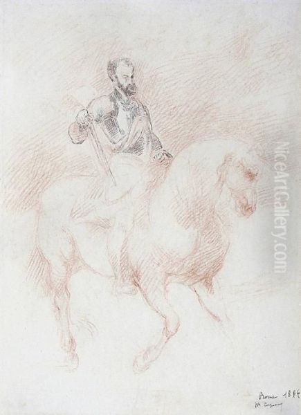 Charlesquint A Cheval Oil Painting by Jean-Baptiste Carpeaux