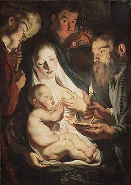 The Holy Family with Shepherds 1616 Oil Painting by Jacob Jordaens