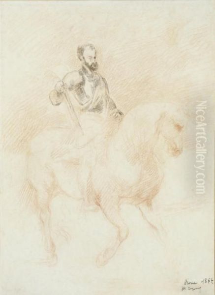 Portrait Equestre De Charles Quint, D'apres Van Dyck Oil Painting by Jean-Baptiste Carpeaux