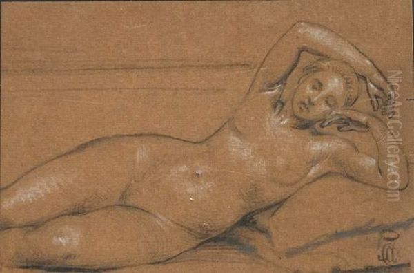 Nu De Femme Allonge Sur Un Coussin Oil Painting by Jean-Baptiste Carpeaux