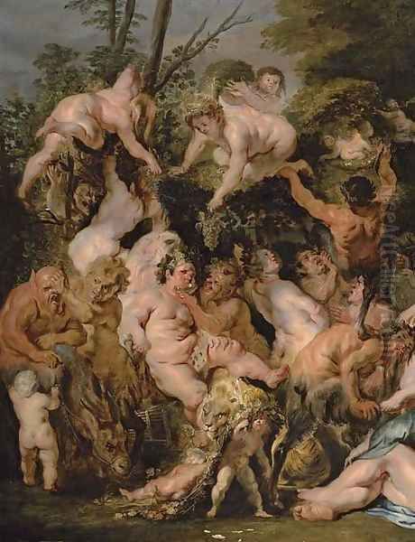 The Revel of Bacchus and Silenus Oil Painting by Jacob Jordaens