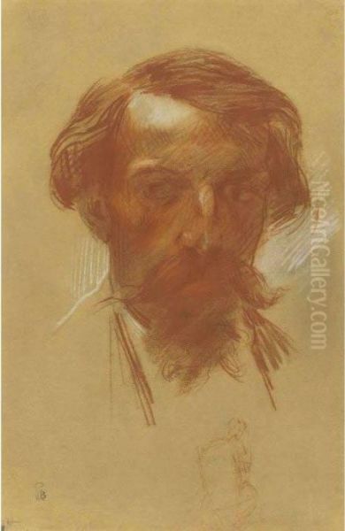 Self Portrait With Second Study Of Artist At Easel Oil Painting by Jean-Baptiste Carpeaux