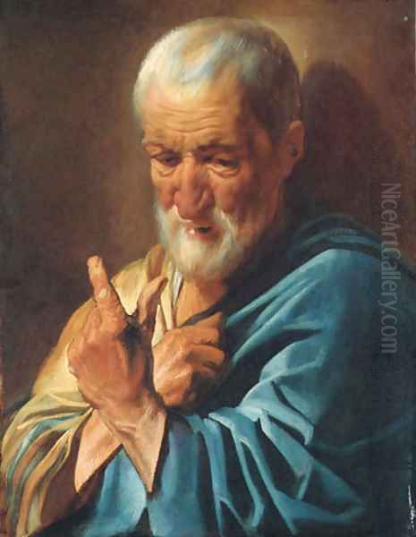 An old man with a raised finger Oil Painting by Jacob Jordaens