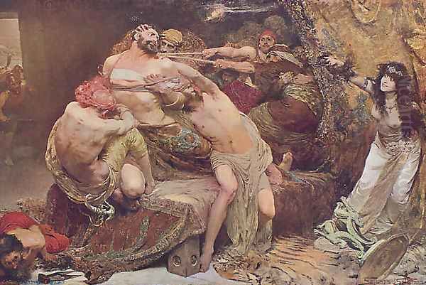 Samson and Delilah Oil Painting by Solomon J Solomon