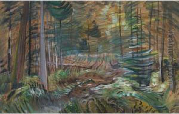 Forest Interior Oil Painting by Emily M. Carr