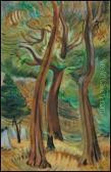 Arbutus Trees Oil Painting by Emily M. Carr