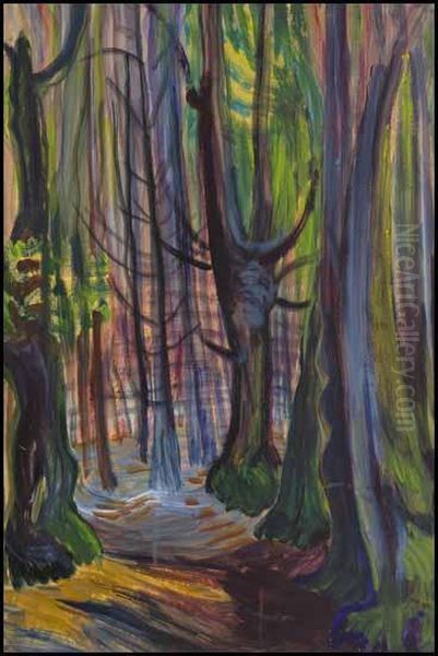 Deep Forest Path Oil Painting by Emily M. Carr