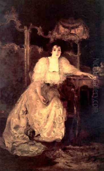 Portrait of a Lady Oil Painting by Solomon J Solomon