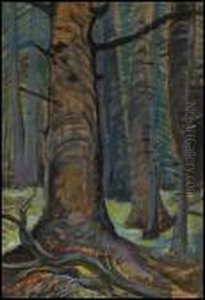 Forest Interior Oil Painting by Emily M. Carr