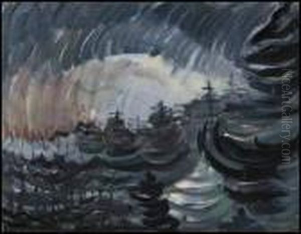 Storm Over Grey Forest Oil Painting by Emily M. Carr