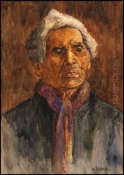 Portrait Of A Native Man Oil Painting by Emily M. Carr