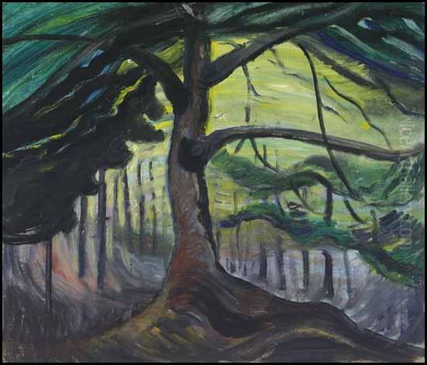 West Coast Forest Tree Oil Painting by Emily M. Carr