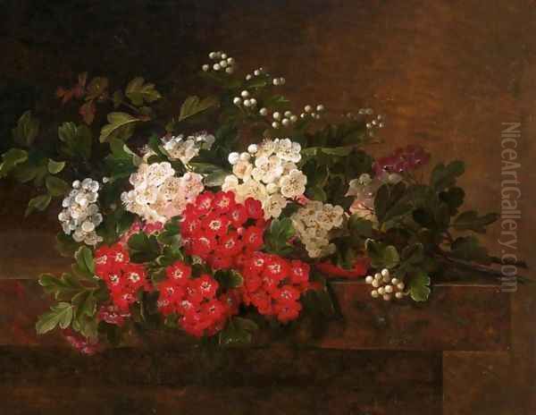 Still Life of Flowers (Blomsteropstilling) Oil Painting by Johan Laurentz Jensen