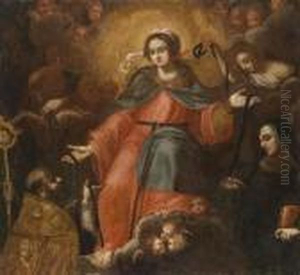 The Virgin Consoling The Aggrieved Anddonating The Sacred Girdle Oil Painting by Annibale Carracci