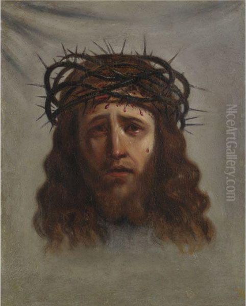 Veronica's Veil: The Head Of Christ Oil Painting by Annibale Carracci