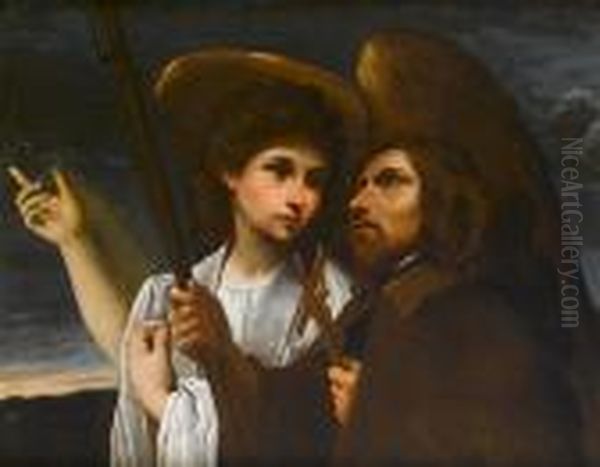 Saint Roch With A Guiding Angel Oil Painting by Annibale Carracci