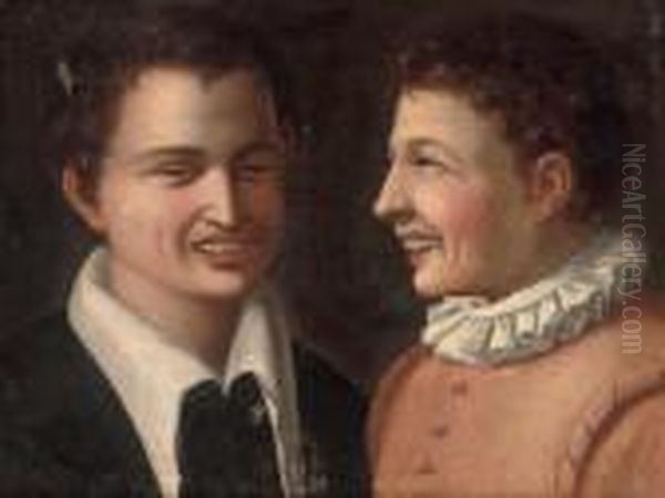 Head Studies Of Two Laughing Boys Oil Painting by Annibale Carracci