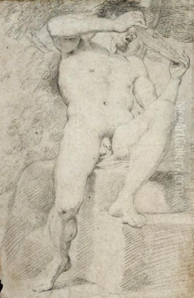 An Academic Nude As Polyphemus Oil Painting by Annibale Carracci